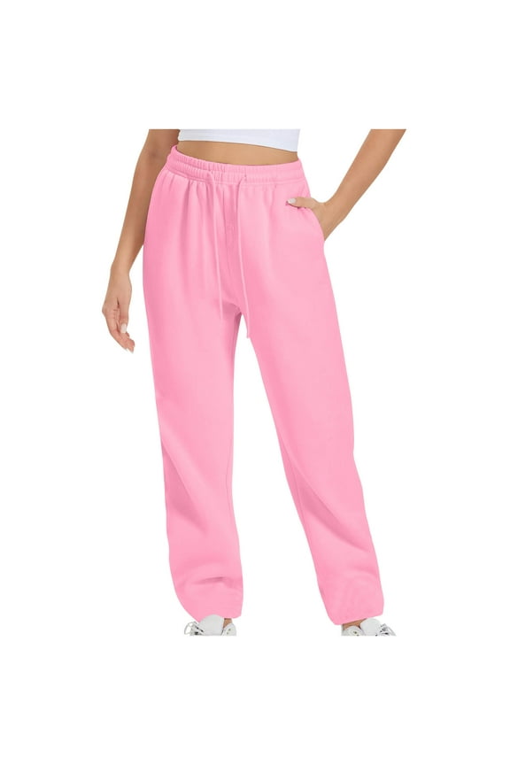 Fleece Lined Sweatpants for Women Drawstring Elastic High Waisted Joggers Athletic Pants Trousers