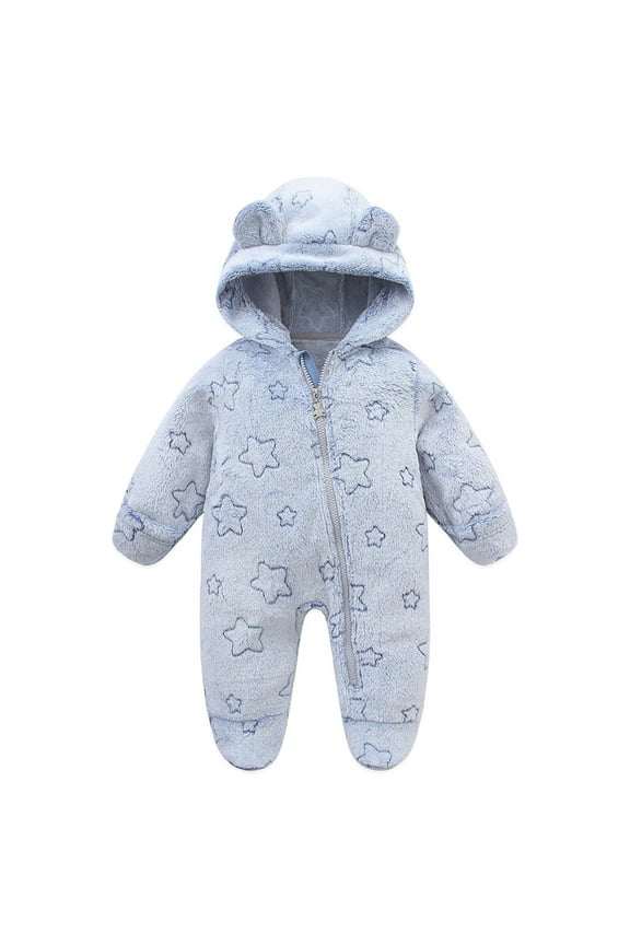 Gender Neutral Baby Clothes Newborn Onesie Fleece Rompers Hooded Long Sleeve Jumpsuits Sleepers