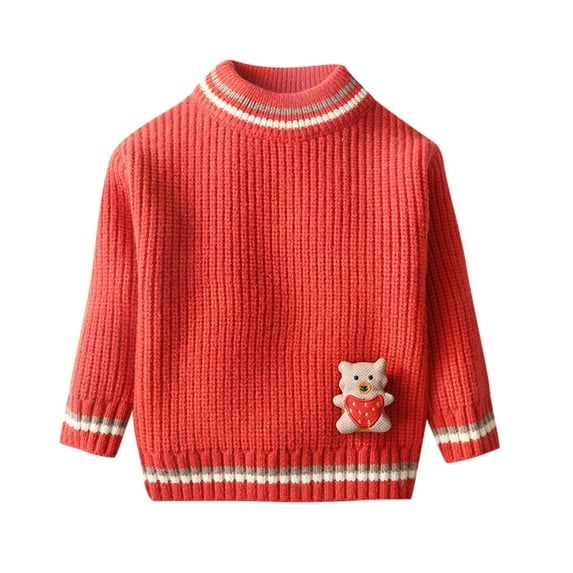 AherBiu Girls Boys Sweaters Long Sleeve Pullover Tops Bear Knitted Winter Fall Clothes Warm Cute Blouse