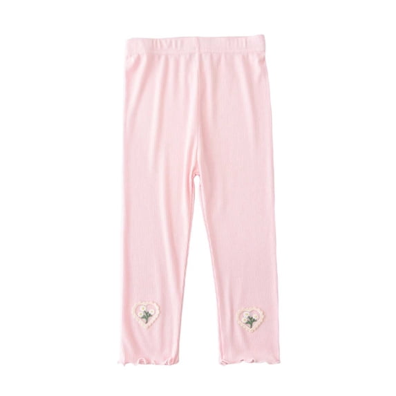 AherBiu Girls Capri Leggings Lightweight Slim Fitted Stretch Elastic High Waisted Bottoms Capris Pants(7-8Years,Pink)