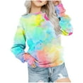 thumbnail image 1 of AherBiu Girls Clothes Crewneck Sweatshirts Long Sleeve Tie-Dye Printed Oversized Spring Casual Going out Tops, 1 of 5