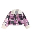 thumbnail image 1 of AherBiu Girls Fleece Winter Clothes Shackets Plaid Jacket Button Lapel Long Sleeve Thermal Warm Coats, 1 of 6