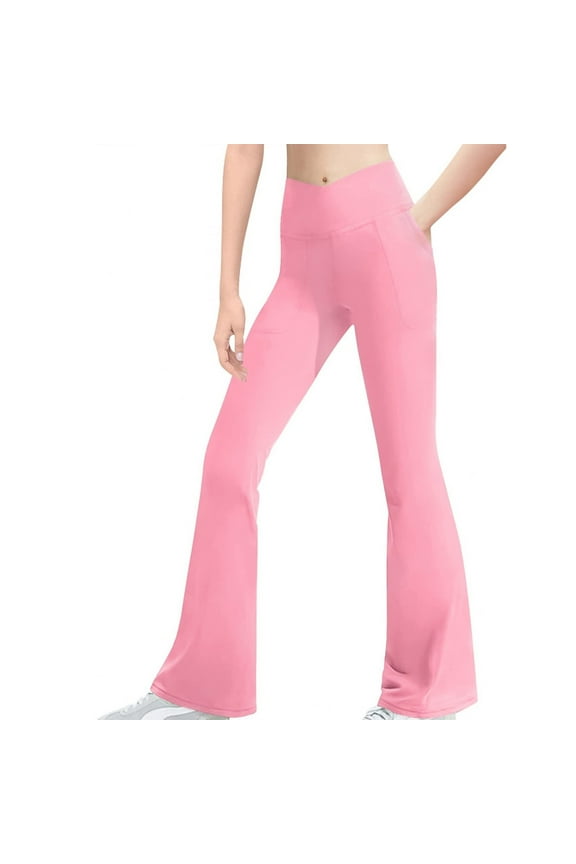 Girls Leggings High Waist Stretchy Flare Pants Full Length Yoga Athletic Dance Teens Girl's Pants