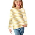 thumbnail image 1 of AherBiu Girls Long Sleeve Shirts Striped Crewneck Fall Kids Tops Casual Comfy Loose Fitted Tunic, 1 of 6