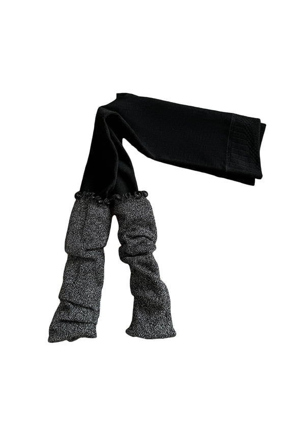 Girls Stacked Bottom Tights Leggings Elastic High Waisted Slim Fitted Comfy Footless Stocking Pants(3-6Years,Black)