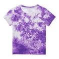 thumbnail image 1 of AherBiu Girls Summer Clothes Short Sleeve Tie-Dye Top Tees Basic Comfy Casual Loose Kids Teens T-Shirt, 1 of 5