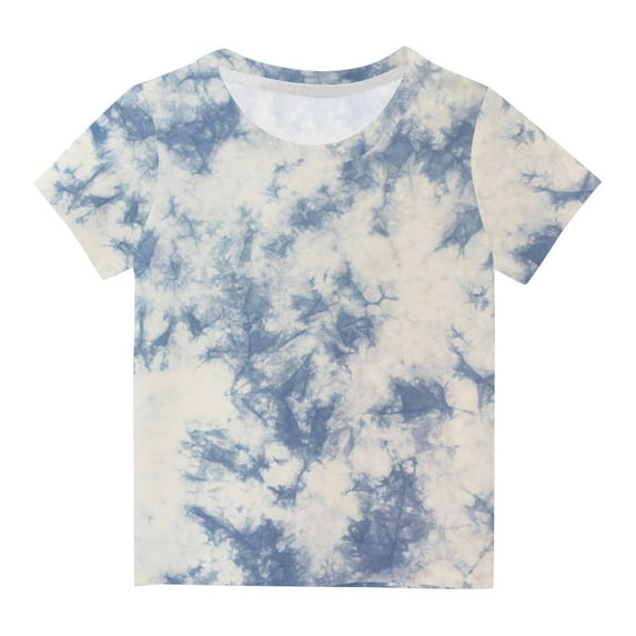 AherBiu Girls Summer Clothes Short Sleeve Tie-Dye Top Tees Basic Comfy Casual Loose Kids Teens T-Shirt