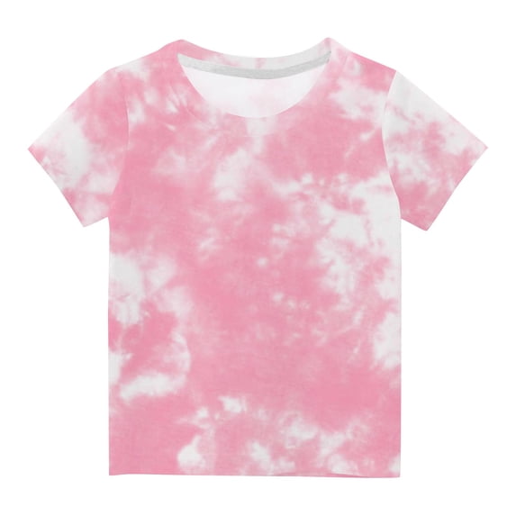 AherBiu Girls Summer Clothes Short Sleeve Tie-Dye Top Tees Basic Comfy Casual Loose Kids Teens T-Shirt