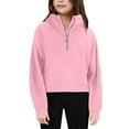 thumbnail image 1 of AherBiu Girls Sweatshirt Hoodie Half Zip Fall Kids Pullover Tops Long Sleeve Casual Toddler Sweatshirts, 1 of 3