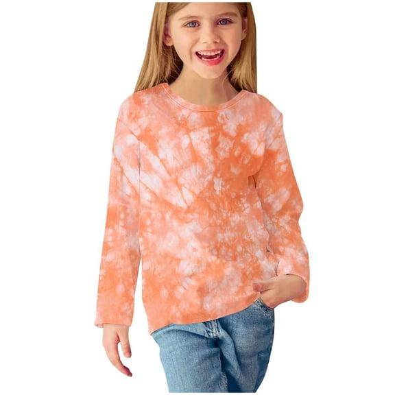 AherBiu Girls Tops Long Sleeve Crewneck Gradient Color Toddler Tshirts Fall Casual Fashion Infant Pullover