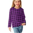thumbnail image 1 of AherBiu Girls Tops Long Sleeve Plaid Casual Kids Tops Crewneck Loose Fitted Comfy Toddler Tunic Fall Clothes, 1 of 6