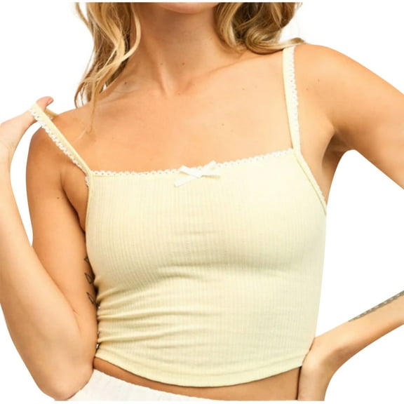 AherBiu Going out Tops for Women Cropped Camisole Tops Cute Shirts Low Cut Spaghetti Strap Summer Tees