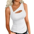 thumbnail image 1 of AherBiu Going out Tops for Women Cutout Irregular Neck Sleeveless Summer Tank Tops Stretch Camisole Shirts, 1 of 5