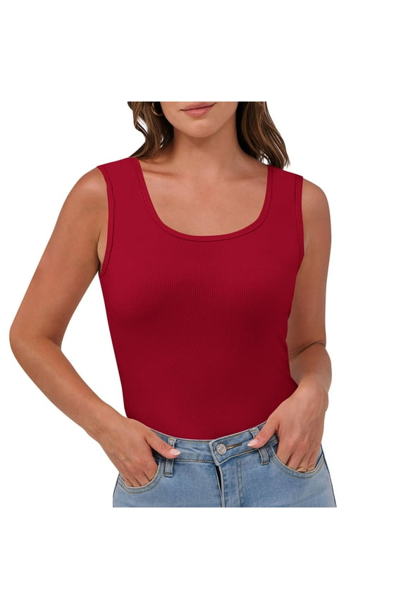 Tank Tops for Women Stretch Crewneck Sleeveless Tshirt Slim Fitted Camisole Going out Tops for Women