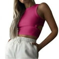 thumbnail image 1 of AherBiu Going out Tops for Women Ribbed Knit Sleeveless Hollow Back Cropped Top Tees Cute T Shirts, 1 of 6