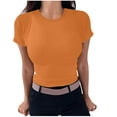 thumbnail image 1 of AherBiu Going out Tops for Women Ribbed Top Tees Shirt Short Sleeve Slim Basic Summer Tops, 1 of 5