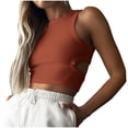thumbnail image 1 of AherBiu Going out Tops for Women Ribble Knitted Cutout Back Sleeveless Cropped Tank Tops Crewneck Cami, 1 of 7