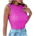 thumbnail image 1 of AherBiu Going out Tops for Women Slim Fitted Crewneck Sleeveless T Shirts Basic Layer Top Tees Cami, 1 of 6