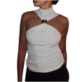 thumbnail image 1 of AherBiu Going out Tops for Women Twisted Cutout Turtleneck Slim Fitted Cute Shirts Summer Tank Camisole, 1 of 9