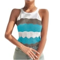 thumbnail image 1 of AherBiu Halter Tank Tops for Women Knitted Striped Crewneck Sleeveless Summer Camisole Vacation Shirts, 1 of 3