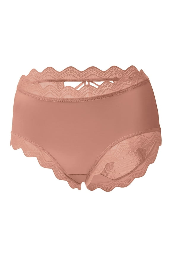 High Waisted Underwear for Women Lace Sexy Cheeky Ladies Panties Wave-Edge Breathable Briefs