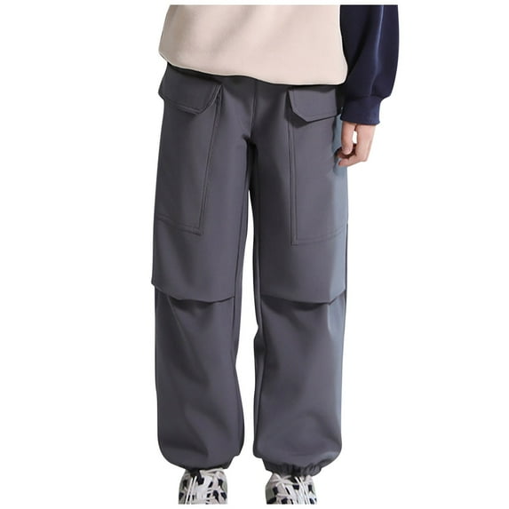 AherBiu Hiking Pants for Teen Girls High Waisted Cargo Pants with Pockets Streetwear Cinch Bottom Trousers