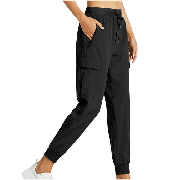 AherBiu Hiking Pants for Women Drawstring Elastic High Waisted Lightweight Quick-Dry Trackpants with Pockets
