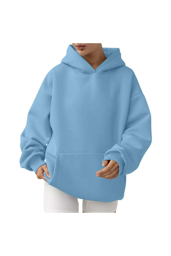 Hoodies for Women Oversized Sweatshirts Fleece Lined Lightweight Drop Shoulder Juniors Pullover Tops