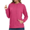 thumbnail image 1 of AherBiu Hoodies for Women Ribbed Pullover Tops Fall Casual Sweatshirt with Pocket Activewear Solid Color, 1 of 5