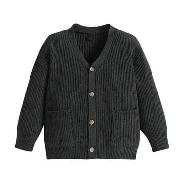 AherBiu Infant Baby Clothes Button down V Neck Open Front Cardigan Boys Winter Sweater Tops Knitwear