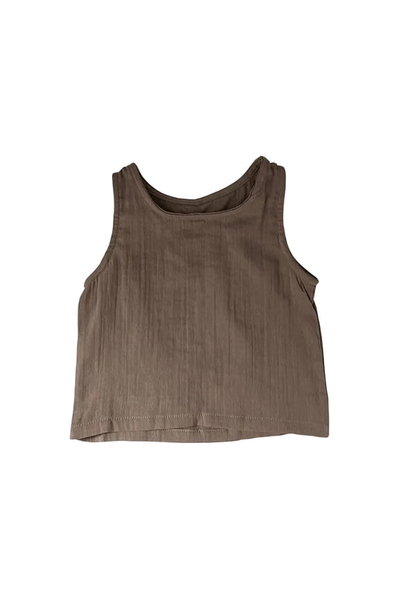 Infant Baby Clothes Cotton Linen Tank Tops Crewneck Lightweight Toddler Kids Camisole Shirts