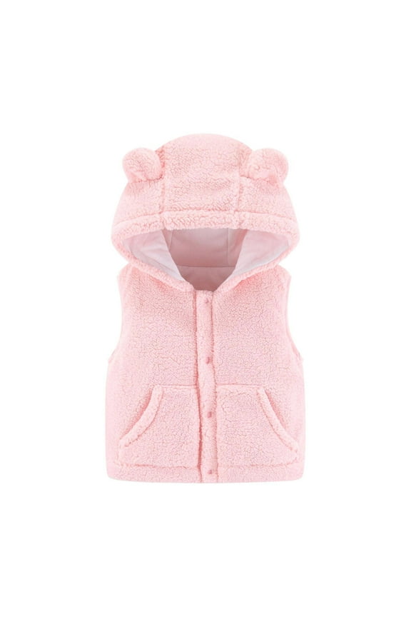 Infant Baby Clothes Fleece Vests Button up Hooded Cotton Thermal Warm Sleeveless Winter Coats
