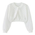 thumbnail image 1 of AherBiu Infant Baby Clothes Hollow out Open Front Toddler Girls Cardigan Button Knitted Long Sleeve Cropped Tops, 1 of 7