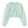 thumbnail image 1 of AherBiu Infant Baby Clothes Hollow out Open Front Toddler Girls Cardigan Button Knitted Long Sleeve Cropped Tops, 1 of 7