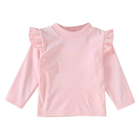 AherBiu Infant Baby Clothes Warm Tops Long Sleeve Toddler Girls Clothes Ruffle Shoulder Cute T Shirts Blouse