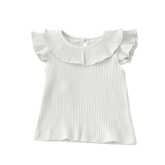 AherBiu Infant Baby Toddler Girls Clothes Cap Sleeve Crewneck Ribbed Cute Tops Summer Top Tees Tshirts