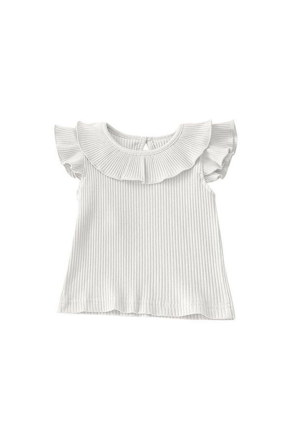 Infant Baby Toddler Girls Clothes Cap Sleeve Crewneck Ribbed Cute Tops Summer Top Tees Tshirts