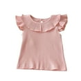 thumbnail image 1 of AherBiu Infant Baby Toddler Girls Clothes Cap Sleeve Crewneck Ribbed Cute Tops Summer Top Tees Tshirts, 1 of 7