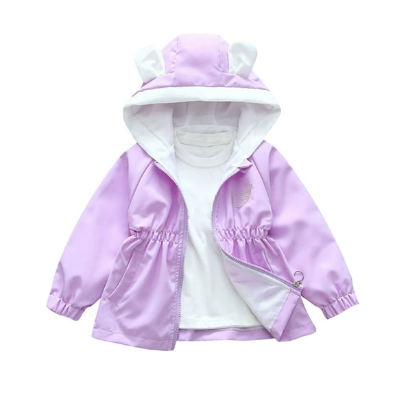 AherBiu Infant Baby Toddler Girls Clothes Cute Jackets Zip up Ear Hooded Elastic Waist Coats Outwear