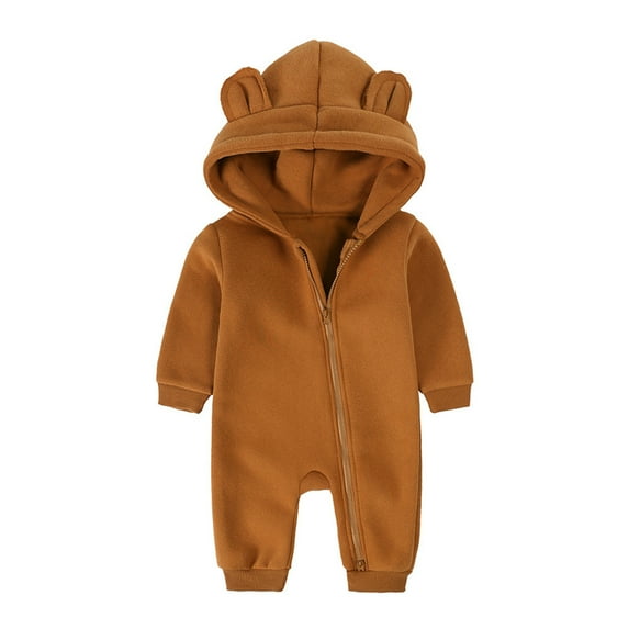 AherBiu Infant Gender Neutral Baby Clothes Zip up Hooded Rompers Snowsuit Onesie Coats Long Sleeve Jumpsuit