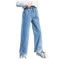 thumbnail image 1 of AherBiu Jeans for Teen Girls High Waisted Straight Leg Streetwear Ripped Denim Pants Trousers with Pockets, 1 of 3