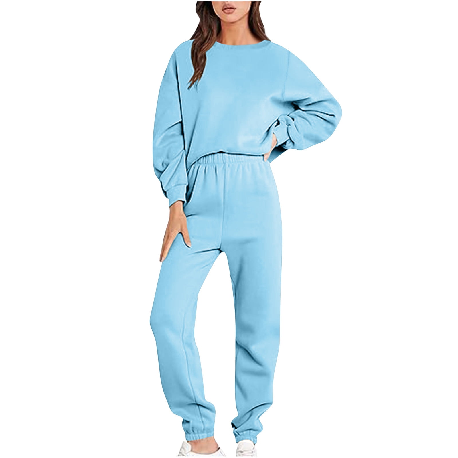 AherBiu Juniors Fall 2 Piece Sweatsuits Crew Neck Sweatshirts Pullover ...