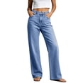 thumbnail image 1 of AherBiu Juniors Jeans for Women Straight Leg Loose Fitted Button Waisted Streetwear Denim Pants with Pockets, 1 of 7