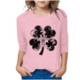 thumbnail image 1 of AherBiu Kid Girls Clothes 3/4 Sleeve Tops St. Patrick's Print Crewneck Summer Casual Basic Top Tees Comfy Tshirts, 1 of 4