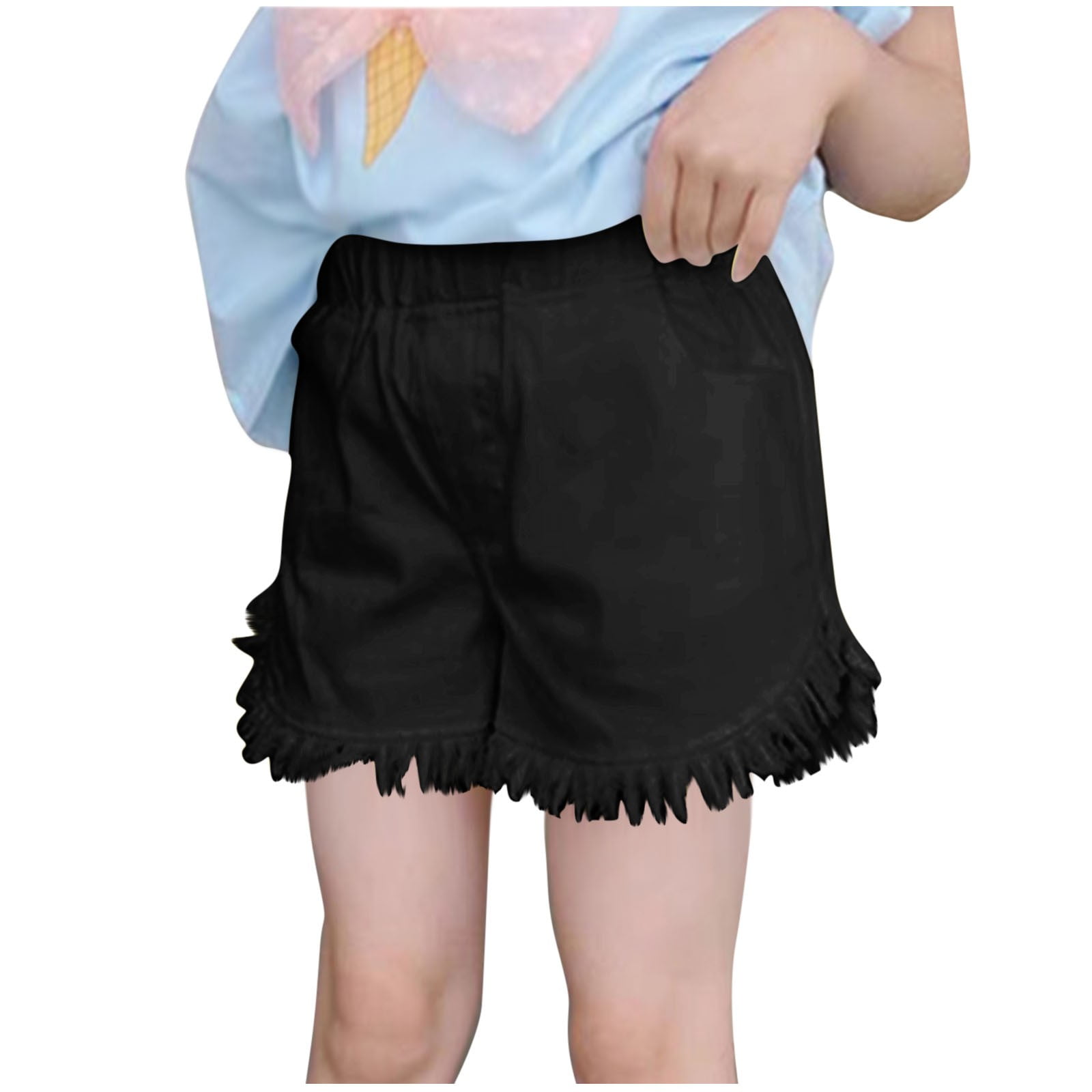 KIDS' SHORT WITH FRILL HEM WEAVE ON