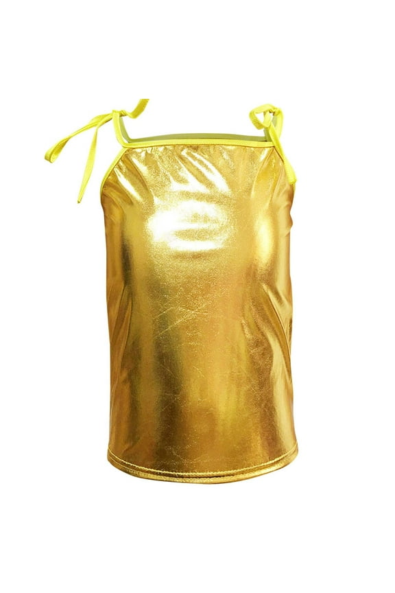 Kid Girls Clothes Party Tank Tops Sparkly Bow-Tie Strap Sleeveless Dancing Tops Camisole Shirts