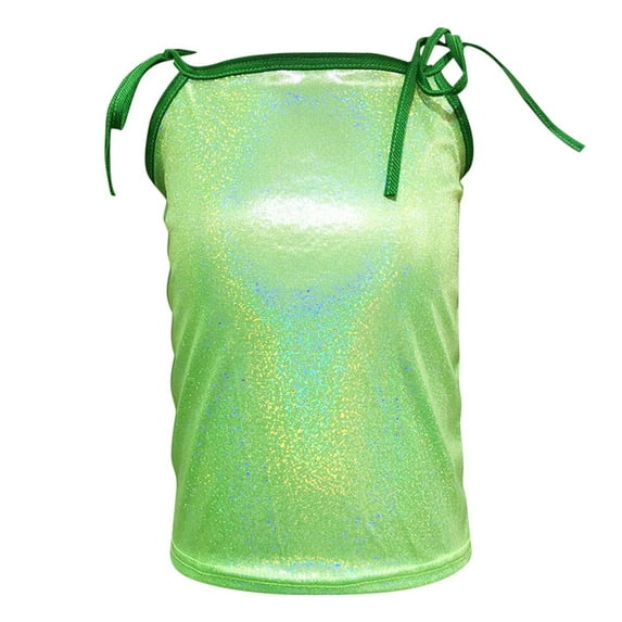 AherBiu Kid Girls Clothes Party Tank Tops Sparkly Bow-Tie Strap Sleeveless Dancing Tops Camisole Shirts