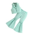 thumbnail image 1 of AherBiu Kid Toddler Girls Clothes 2 Piece Sets Button Down Blazer Vests with Flare Pants Spring Summer Outfits, 1 of 7