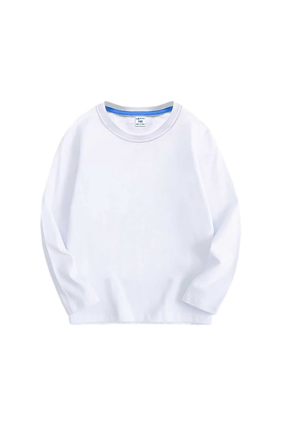 Kids Tops for Boy Girl Crew Neck Sweatshirt Long Sleeve Pullover Child Basic Tops Tees Solid Color