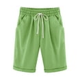 thumbnail image 1 of AherBiu Knee Length Shorts for Women Drawstring Elastic High Waisted Summer Lightweight Lounge Shorts, 1 of 3